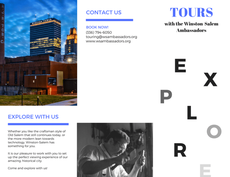 Blue Modern Photo Collage Travel Trifold Brochure